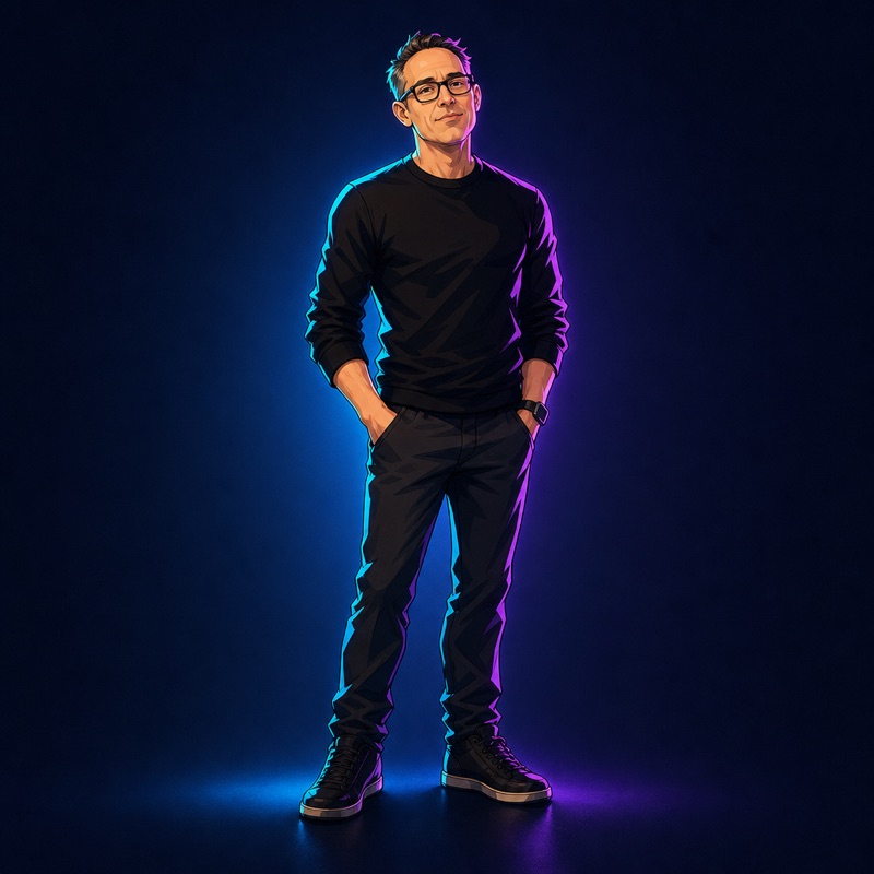 Mark, illustrated head-to-toe as a cel-shaded Novara character