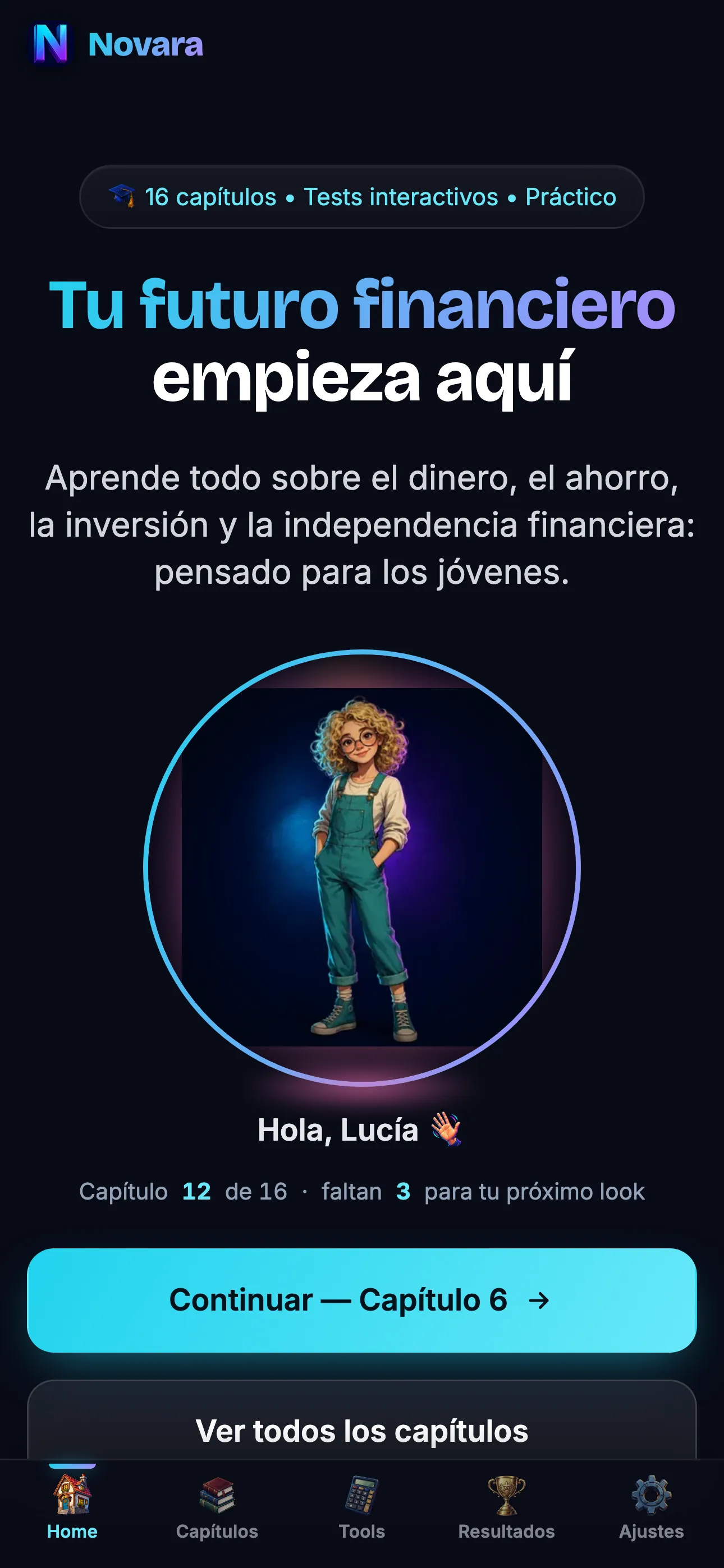 Novara home screen